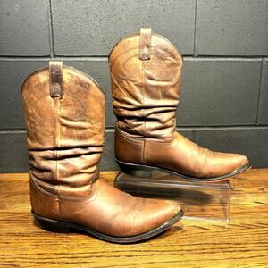 Smoky Mountain Cowboy Boots Men’s 9.5 D Brown Leather Western Distressed Slouch